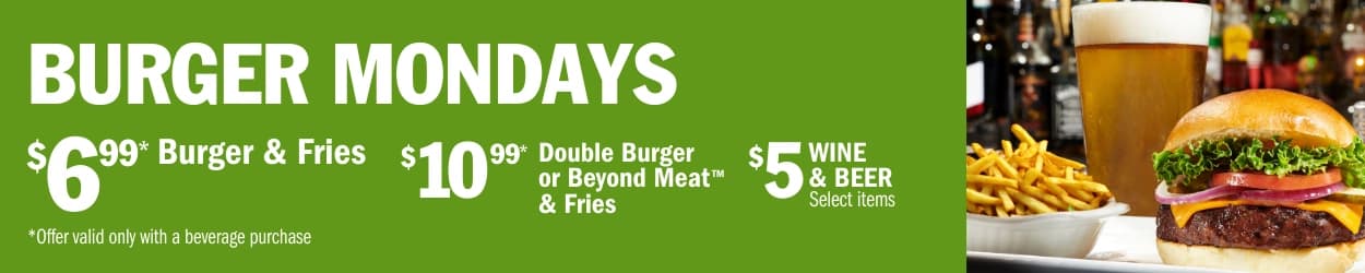 Monday Burger Specials at Symposium Cafe