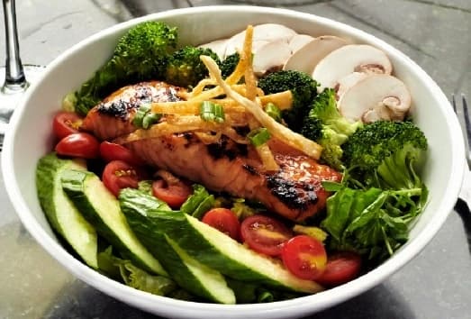 Dinner Salad Teriyaki Salmon Milton Symposium