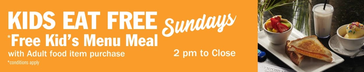 Kids eat free on Sunday at Symposium Cafe